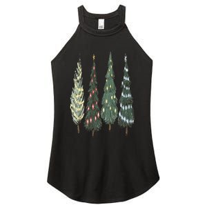 Christmas Tree Christmas for family pajamas Women's Perfect Tri Rocker Tank