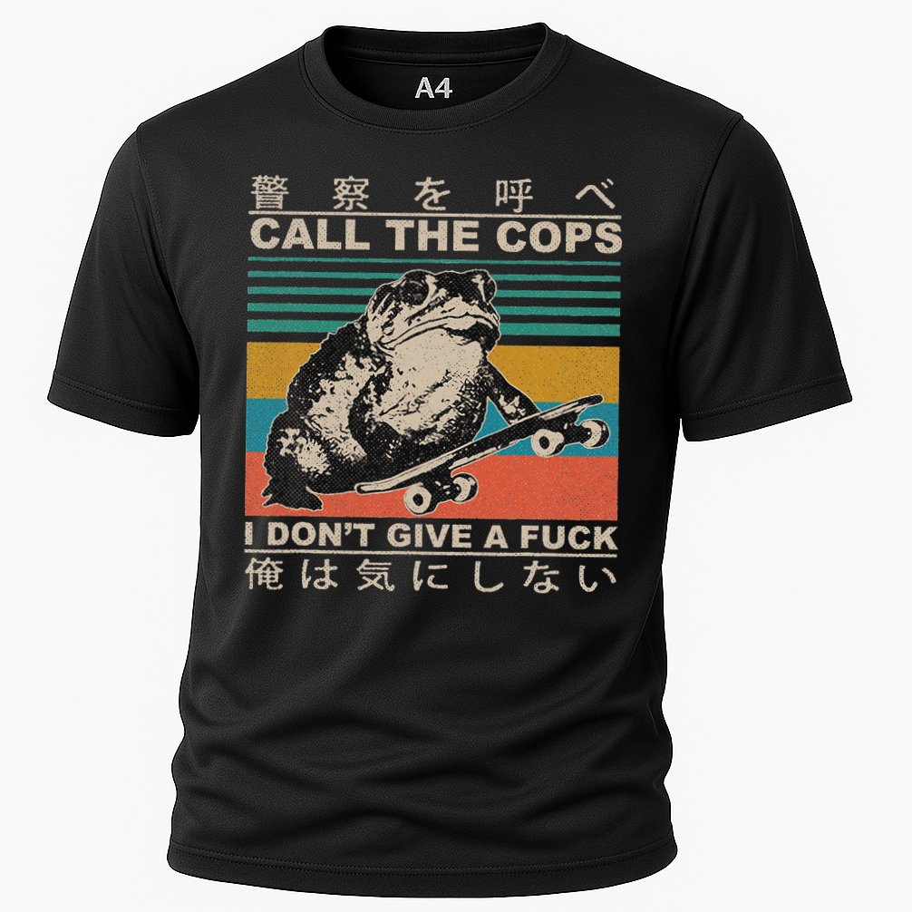 Call The Cops I Don’T Give A Fck Skateboarding Toad Japanese Cooling Performance Crew T-Shirt