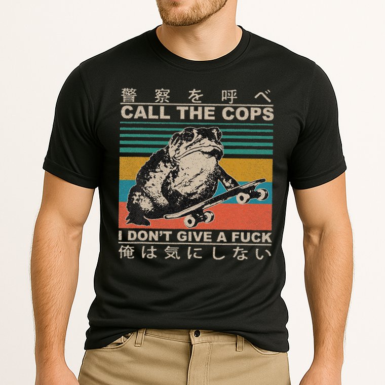 Call The Cops I Don’T Give A Fck Skateboarding Toad Japanese Cooling Performance Crew T-Shirt