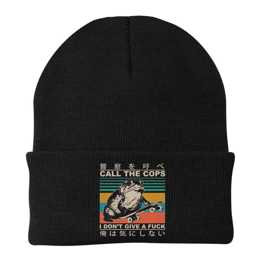 Call The Cops I Don’T Give A Fck Skateboarding Toad Japanese Beanie