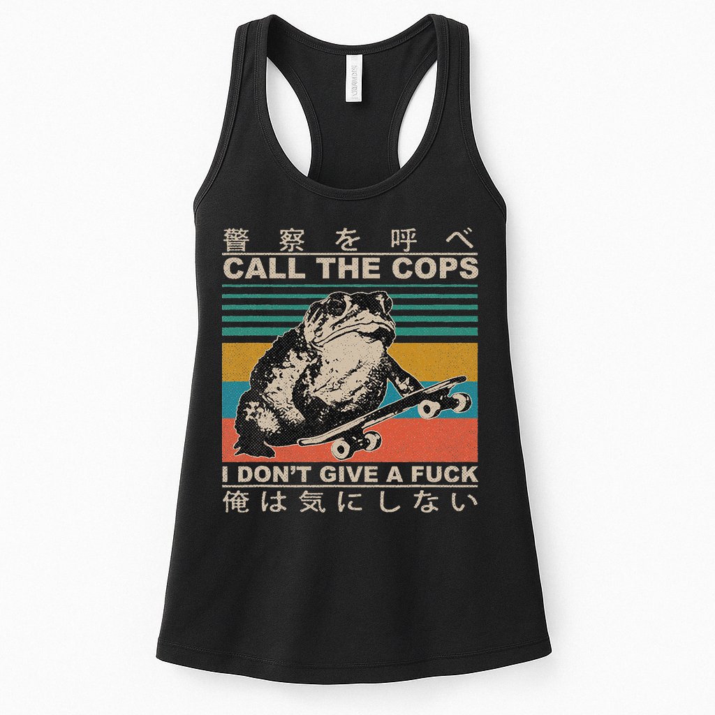 Call The Cops I Don’T Give A Fck Skateboarding Toad Japanese Womens Tank Top