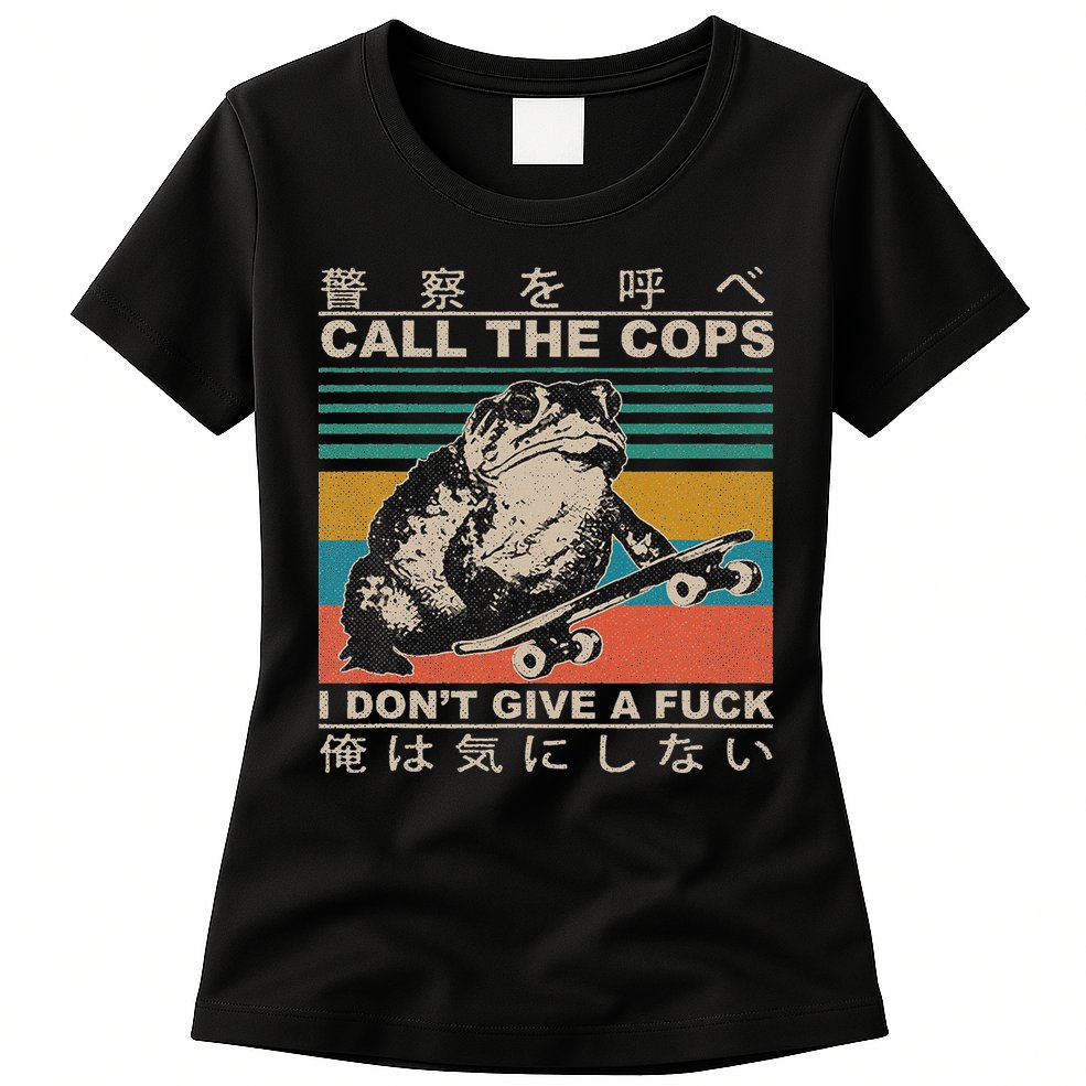 Call The Cops I Don’T Give A Fck Skateboarding Toad Japanese Womens T-Shirt