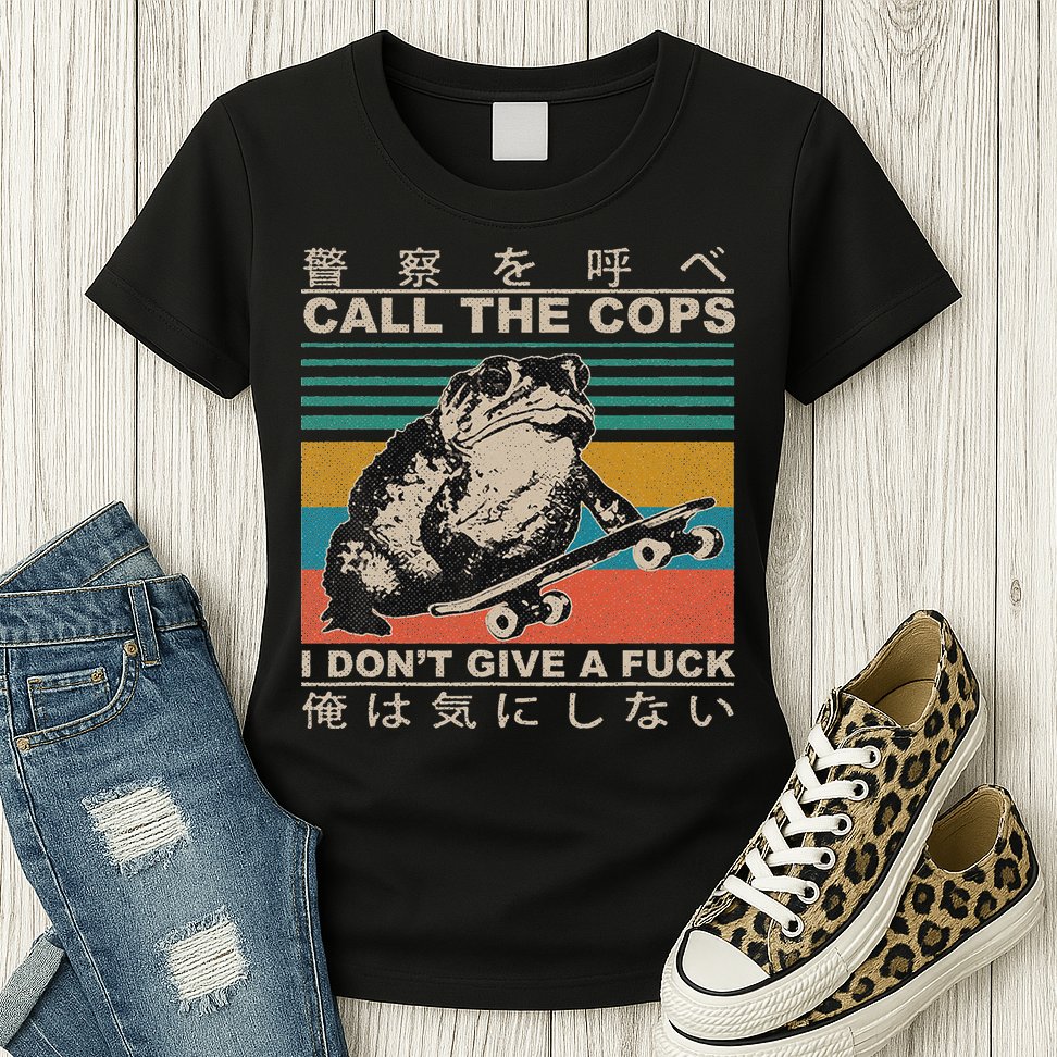 Call The Cops I Don’T Give A Fck Skateboarding Toad Japanese Womens T-Shirt