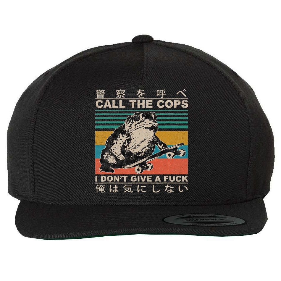 Call The Cops I Don’T Give A Fck Skateboarding Toad Japanese Wool Snapback Cap