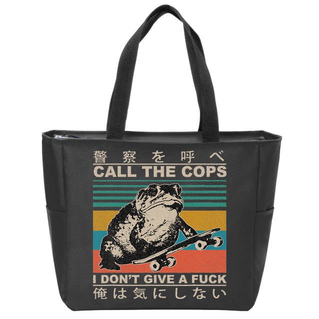 Call The Cops I Don’T Give A Fck Skateboarding Toad Japanese Zip Tote Bag