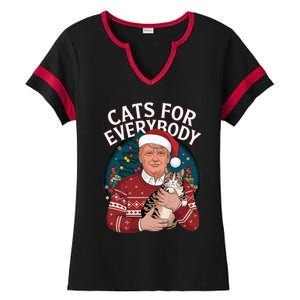 Christmas Trump Cats Lover Team Garbage 2024 Ladies Halftime Notch Neck Tee