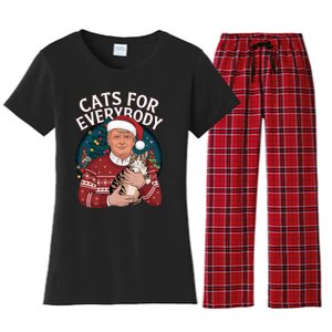 Christmas Trump Cats Lover Team Garbage 2024 Women's Flannel Pajama Set