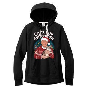 Christmas Trump Cats Lover Team Garbage 2024 Women's Fleece Hoodie