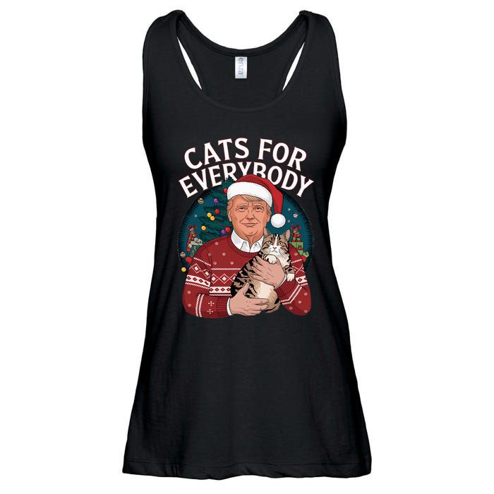 Christmas Trump Cats Lover Team Garbage 2024 Ladies Essential Flowy Tank