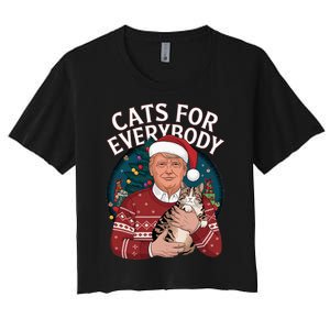 Christmas Trump Cats Lover Team Garbage 2024 Women's Crop Top Tee