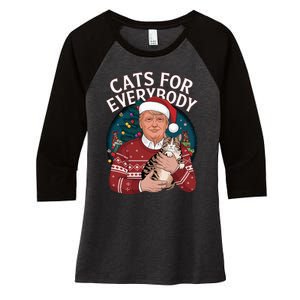 Christmas Trump Cats Lover Team Garbage 2024 Women's Tri-Blend 3/4-Sleeve Raglan Shirt