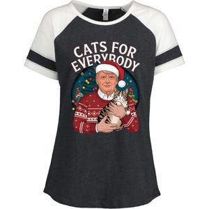 Christmas Trump Cats Lover Team Garbage 2024 Enza Ladies Jersey Colorblock Tee