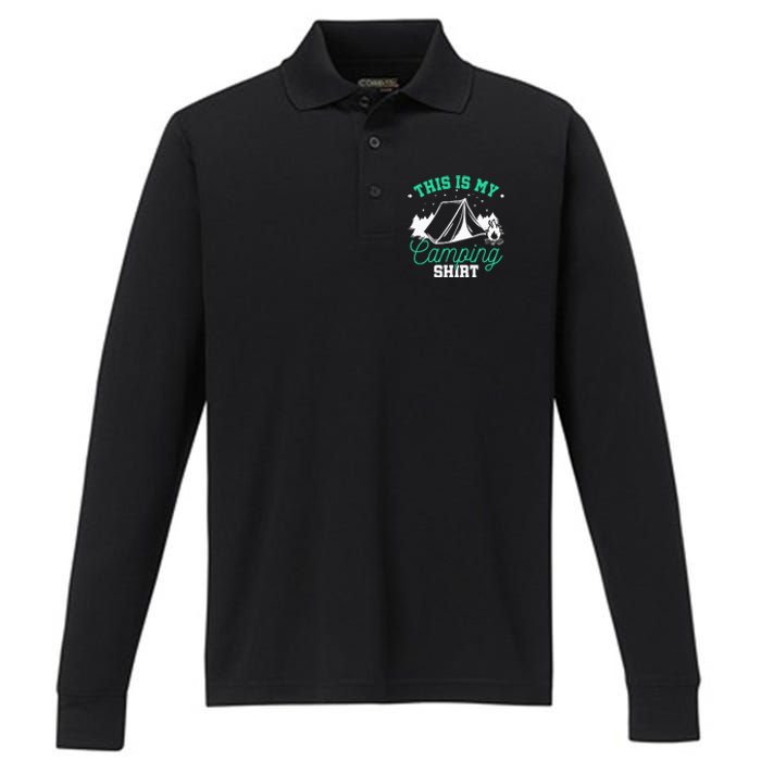 Camping Tent Performance Long Sleeve Polo