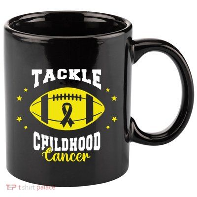 Childhood Tackle Childhood Cancer Awareness Football Gold 11oz C Handle Ceramic Mug