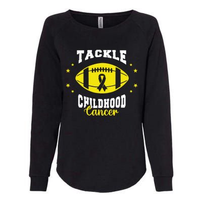 Childhood Tackle Childhood Cancer Awareness Football Gold Womens California Wash Sweatshirt