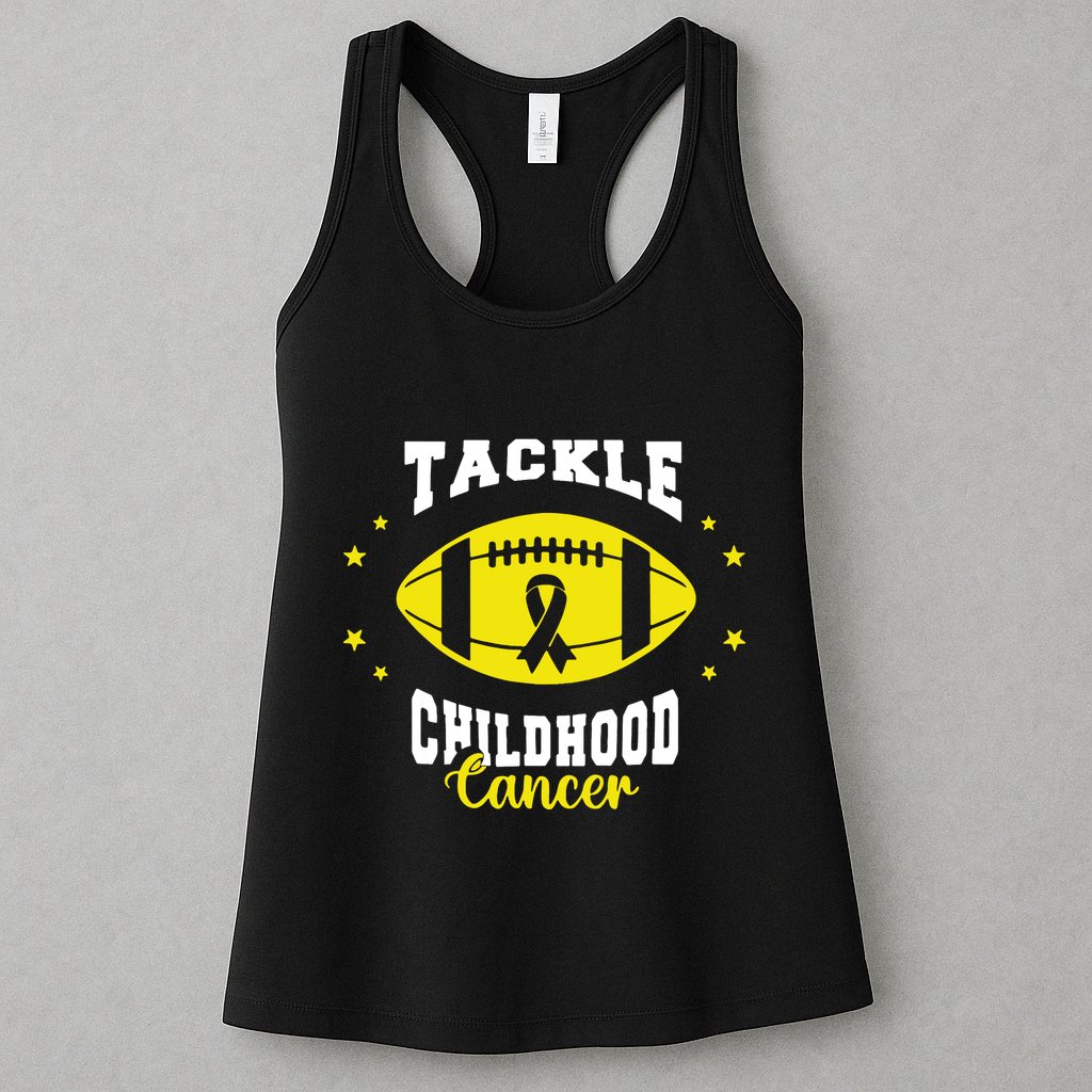 Childhood Tackle Childhood Cancer Awareness Football Gold Womens Tank Top