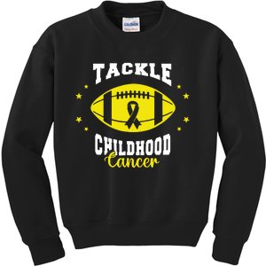 Childhood Tackle Childhood Cancer Awareness Football Gold Kids Sweatshirt