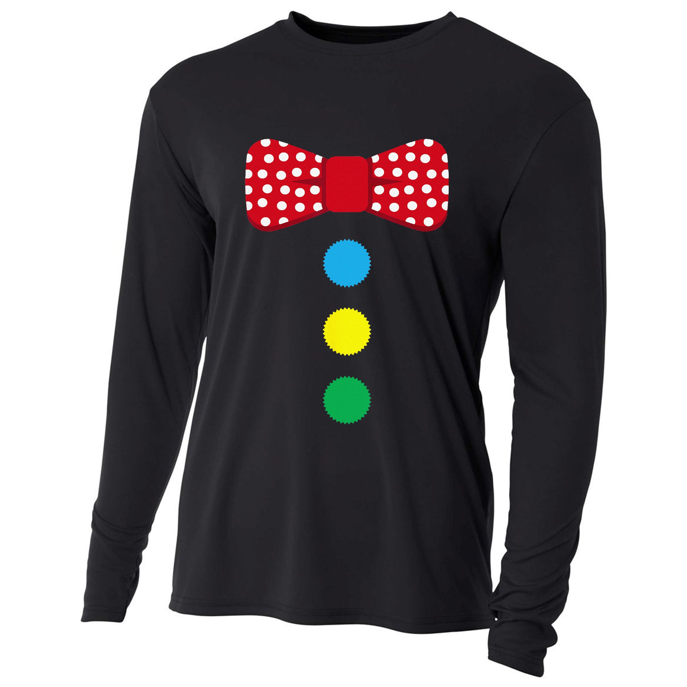 Clown Tie Costume Circus Rainbow Halloween Carnival Cooling Performance Long Sleeve Crew