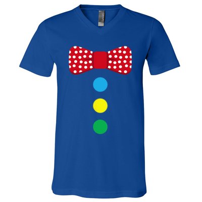 Clown Tie Costume Circus Rainbow Halloween Carnival V-Neck T-Shirt