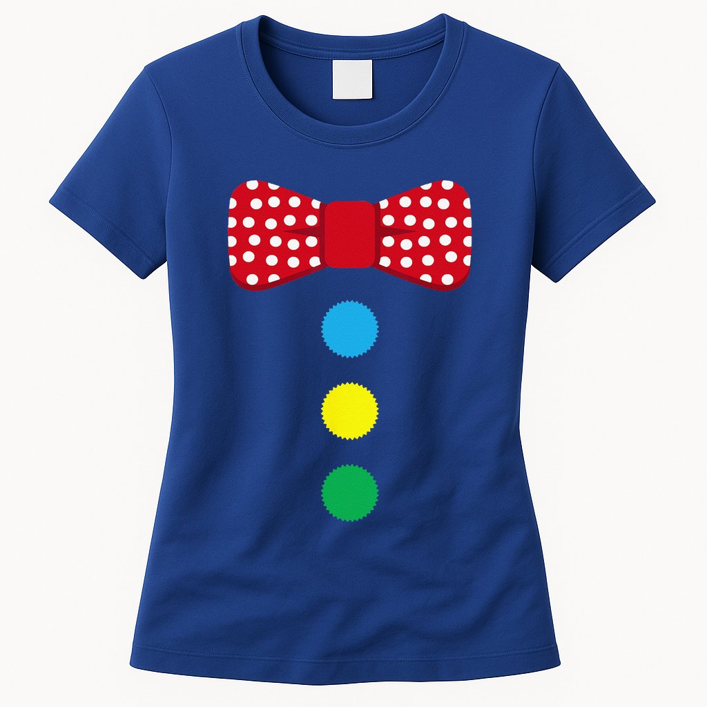 Clown Tie Costume Circus Rainbow Halloween Carnival Womens T-Shirt