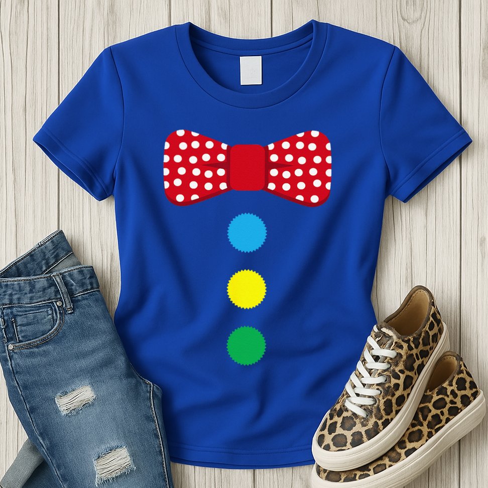 Clown Tie Costume Circus Rainbow Halloween Carnival Womens T-Shirt