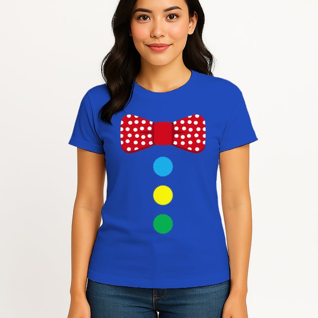 Clown Tie Costume Circus Rainbow Halloween Carnival Womens T-Shirt