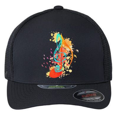 Colorful Treble Clef Music Theory Musician Teacher Birds Flexfit Unipanel Trucker Cap