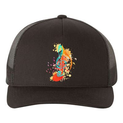 Colorful Treble Clef Music Theory Musician Teacher Birds Yupoong Adult 5-Panel Trucker Hat