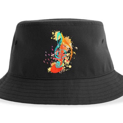 Colorful Treble Clef Music Theory Musician Teacher Birds Sustainable Bucket Hat