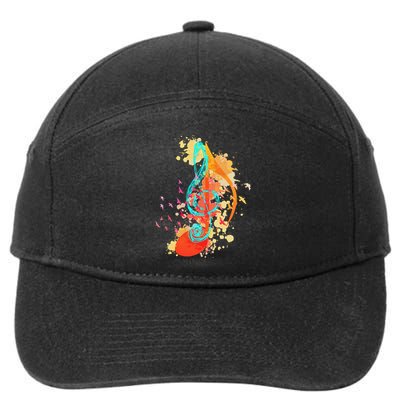 Colorful Treble Clef Music Theory Musician Teacher Birds 7-Panel Snapback Hat