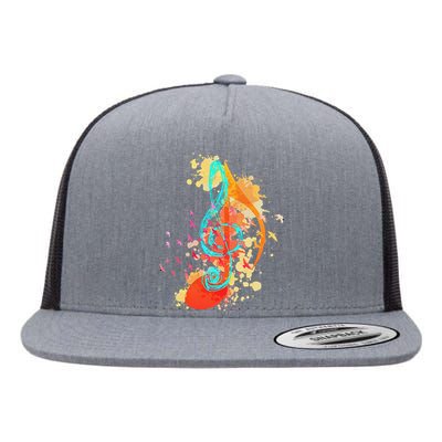 Colorful Treble Clef Music Theory Musician Teacher Birds Flat Bill Trucker Hat