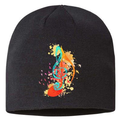 Colorful Treble Clef Music Theory Musician Teacher Birds Sustainable Beanie