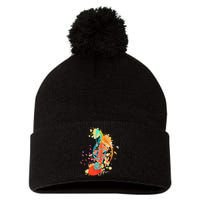 Colorful Treble Clef Music Theory Musician Teacher Birds Pom Pom 12in Knit Beanie