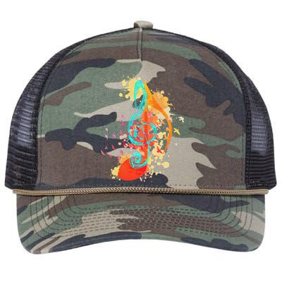 Colorful Treble Clef Music Theory Musician Teacher Birds Retro Rope Trucker Hat Cap