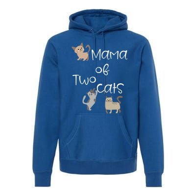 Cute Two Cat Mama Saying Playful Kitties For Cat Owner Moms Gift Premium Hoodie