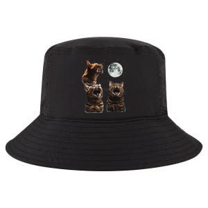 Cute Three Cat 3 Cat Moon Howling 3 Wolfs Funny Kitten Cool Comfort Performance Bucket Hat