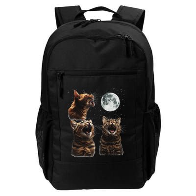 Cute Three Cat 3 Cat Moon Howling 3 Wolfs Funny Kitten Daily Commute Backpack