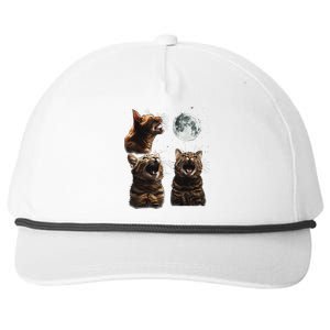 Cute Three Cat 3 Cat Moon Howling 3 Wolfs Funny Kitten Snapback Five-Panel Rope Hat