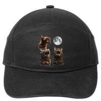 Cute Three Cat 3 Cat Moon Howling 3 Wolfs Funny Kitten 7-Panel Snapback Hat