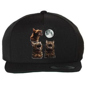 Cute Three Cat 3 Cat Moon Howling 3 Wolfs Funny Kitten Wool Snapback Cap