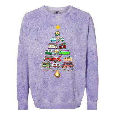 Christmas Tree Camper Vehicles Camping RVing Trailers Colorblast Crewneck Sweatshirt