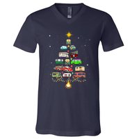 Christmas Tree Camper Vehicles Camping RVing Trailers V-Neck T-Shirt