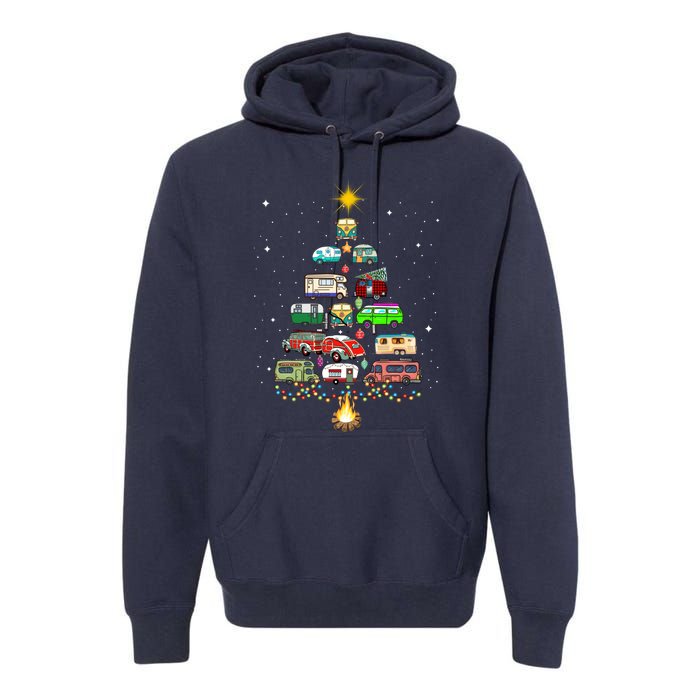 Christmas Tree Camper Vehicles Camping RVing Trailers Premium Hoodie