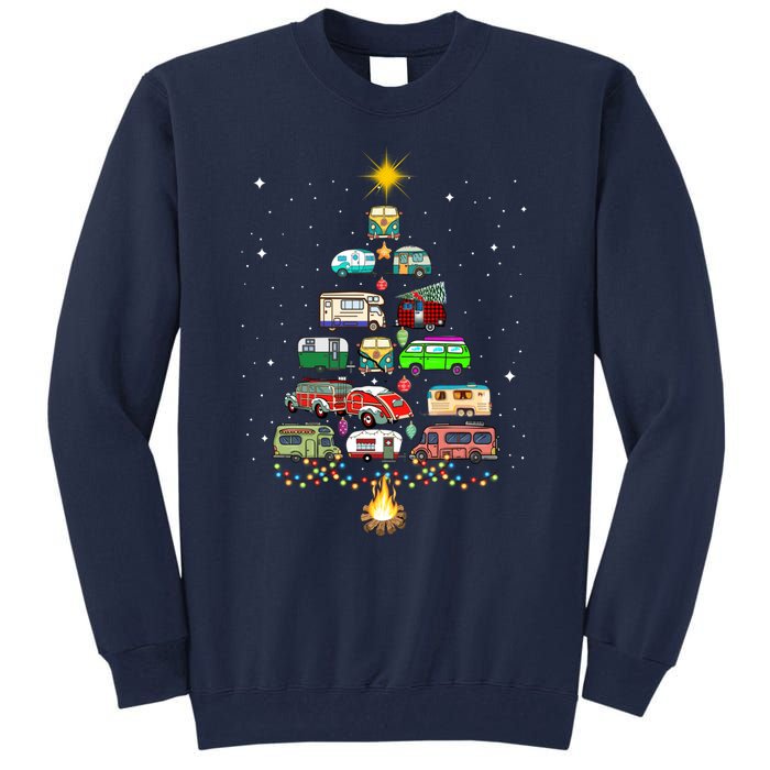 Christmas Tree Camper Vehicles Camping RVing Trailers Tall Sweatshirt