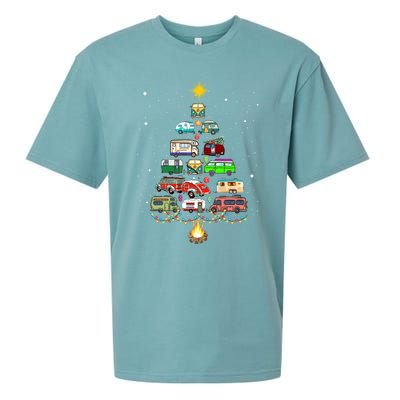 Christmas Tree Camper Vehicles Camping RVing Trailers Sueded Cloud Jersey T-Shirt