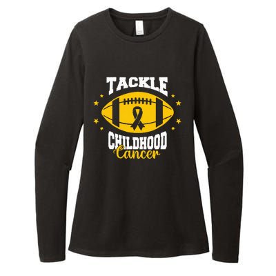 Childhood Tackle Childhood Cancer Awareness Football Gold Womens CVC Long Sleeve Shirt