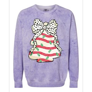 Christmas Tree Cake Coquette Dalmatian Bow Colorblast Crewneck Sweatshirt