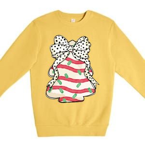 Christmas Tree Cake Coquette Dalmatian Bow Premium Crewneck Sweatshirt