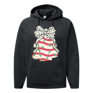 Christmas Tree Cake Coquette Dalmatian Bow Performance Fleece Hoodie