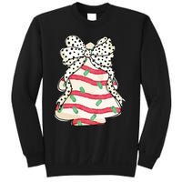 Christmas Tree Cake Coquette Dalmatian Bow Sweatshirt